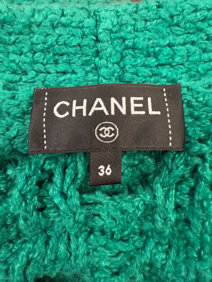 Chanel 25 C Open Weave V Neck Cardigan Size 36