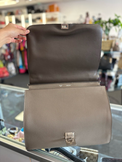 Celine Leather Taupe Large Hand Bag