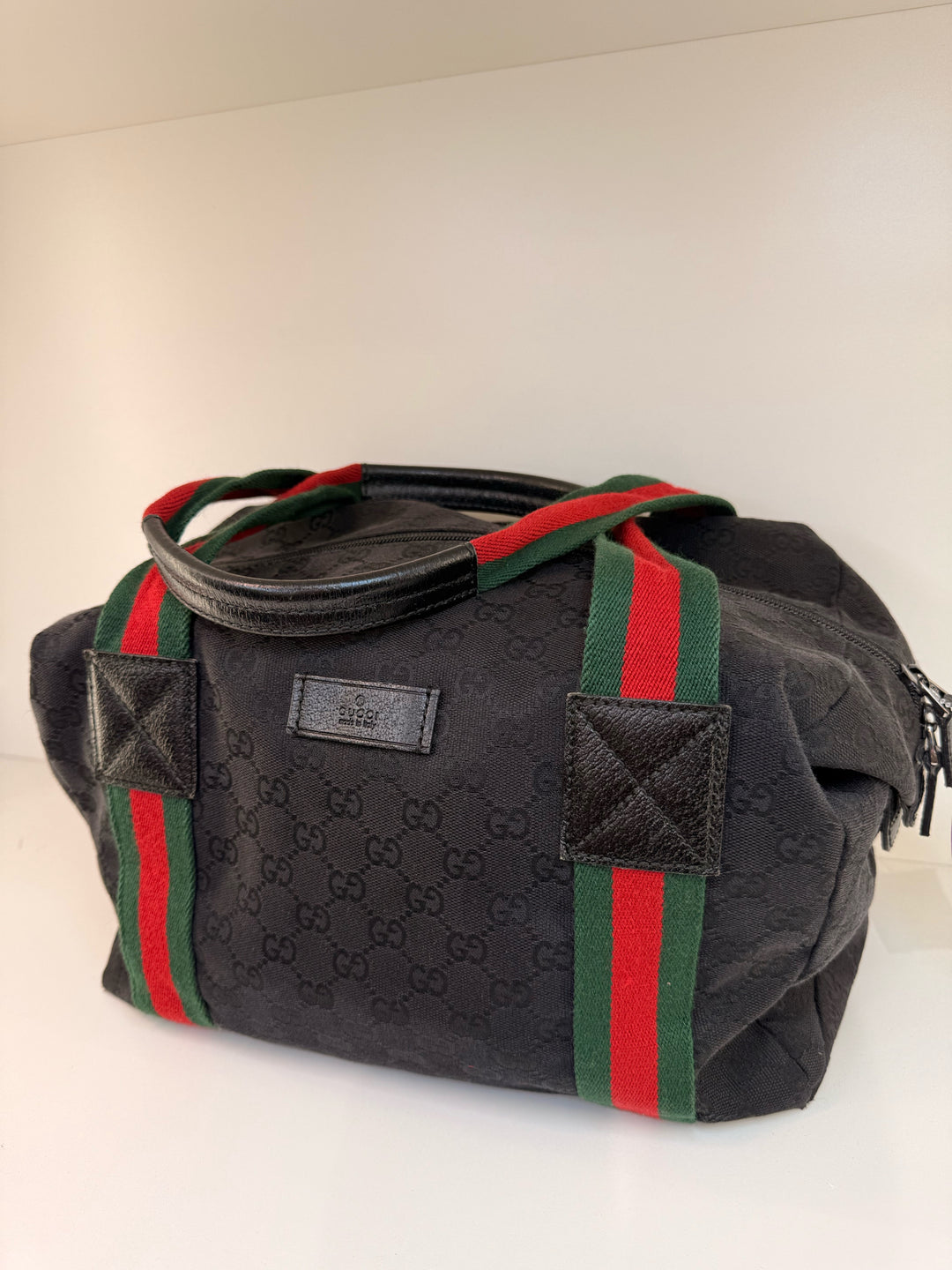 Gucci Small GG Sherry Canvas Duffel Designer Bag