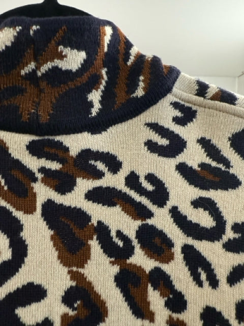 Escada Sz 34 Leopard Black and Cream Cardigan Sweater