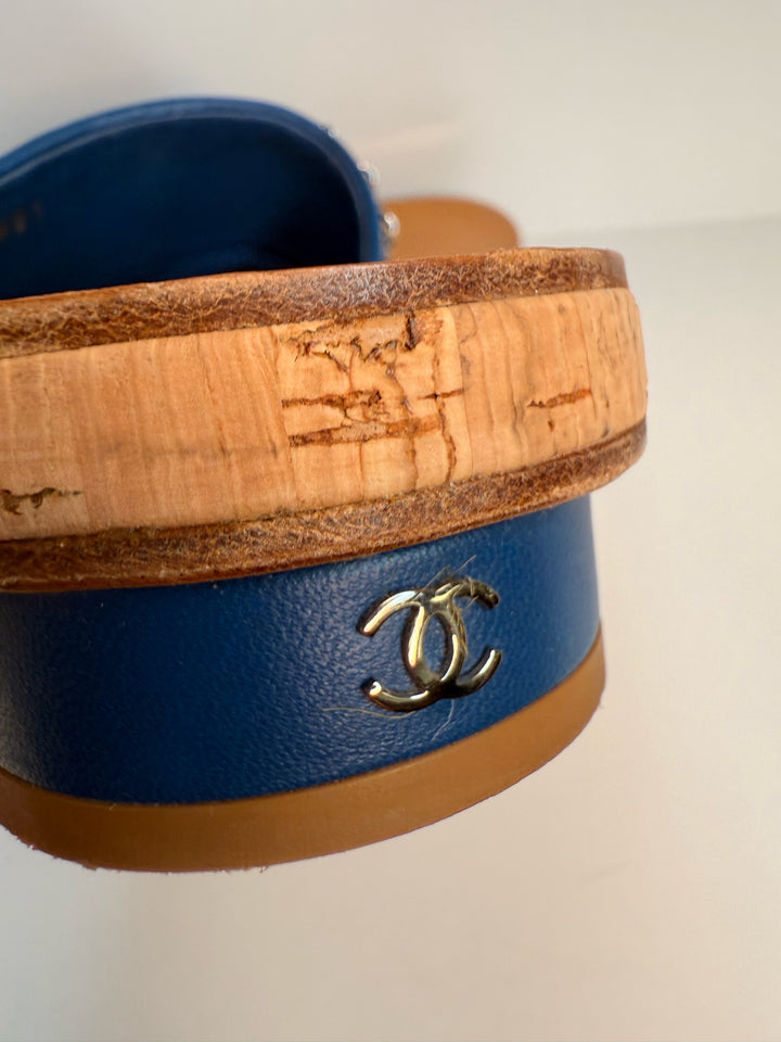 Chanel Blue Tweed Mule Sz 38.5