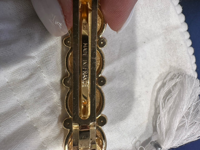 Vintage Dior Gold Tone 5 Station CD 8 Crystal Hair Clip Jewelry