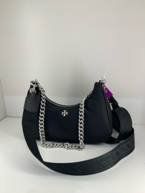 Pre Owned Tory Burch 151 Small Mercer Crescent w 2 straps  Nylon Cross Body.