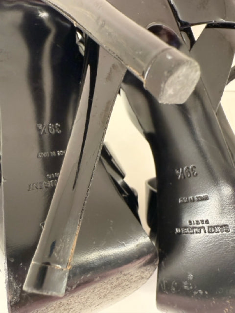 Pre Owned Yves Saint Laurent Sz 39.5 Patent Leather Tributes Designer Shoes