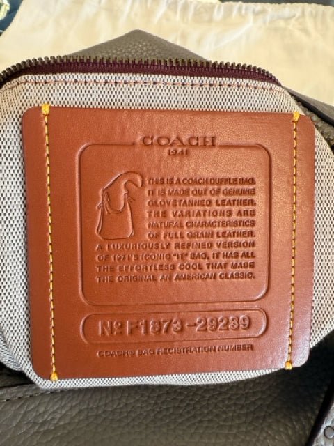 NWT Coach Zip Top Stud Strap Grey Pebbled Leather Bag Tote Purse