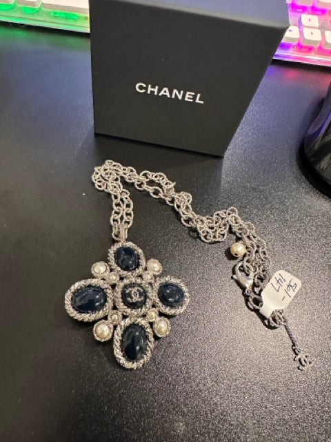Chanel 2013 Enamel Pendant Necklace w Pearls