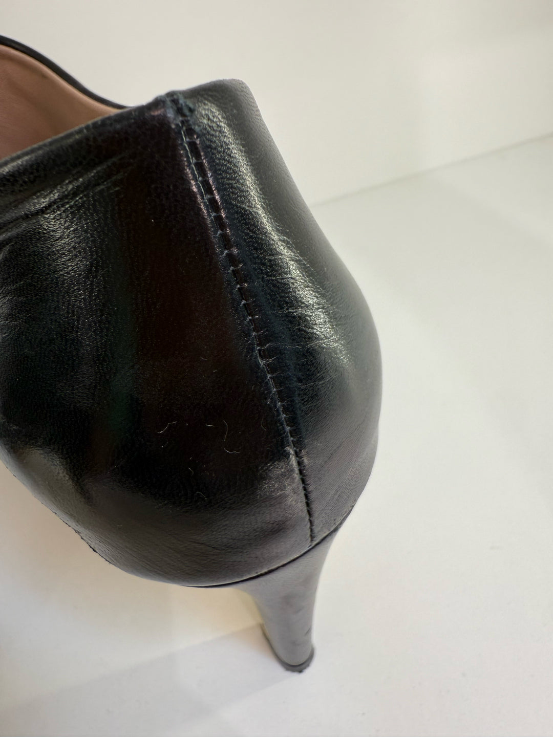 Chloe' Chloe Ankle Cut Boot Side Zipper Gold Heel Size 41 Designer Shoes - Leather, Black - alternate product view 7
