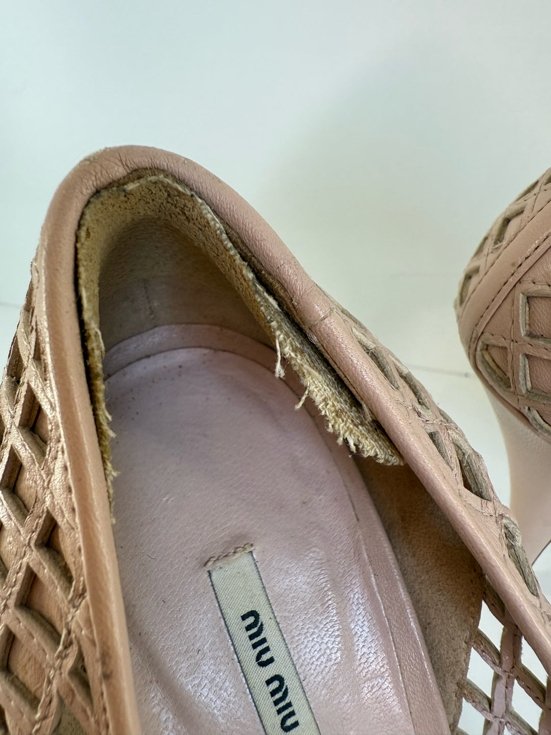 39 Miu Miu Netting Platform Shoes Sz 39
