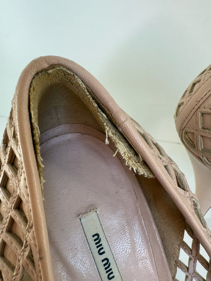 39 Miu Miu Netting Platform Shoes Sz 39