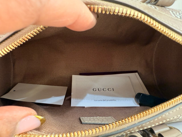 NWT Gucci GG Shadow Boston Canvas & Leather Crossbody Strap