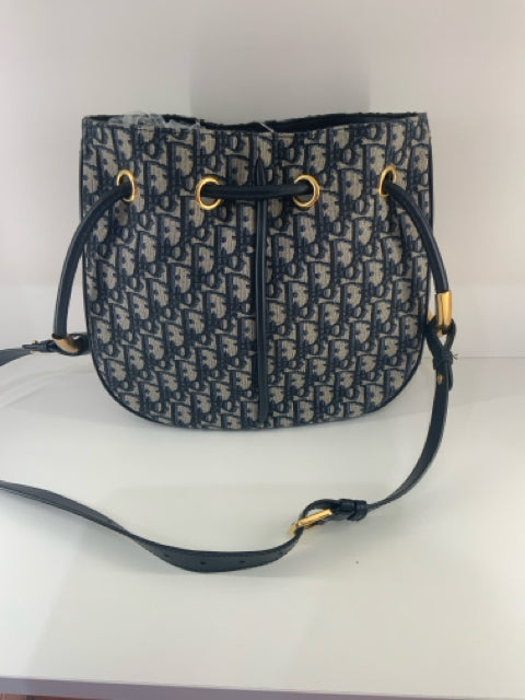 Pre Owned Christian Dior Blue Canvas Oblique Medium Nolita Bag Boutique Designer Bag