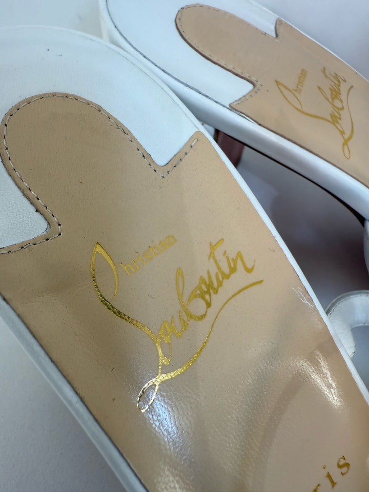 Christian Louboutin White Embellished Sandals Sz 39.5