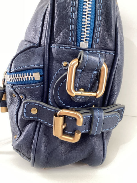 Pre Owned Chloe Paddington Blue Leather Crossbody Designer Bag, No Strap