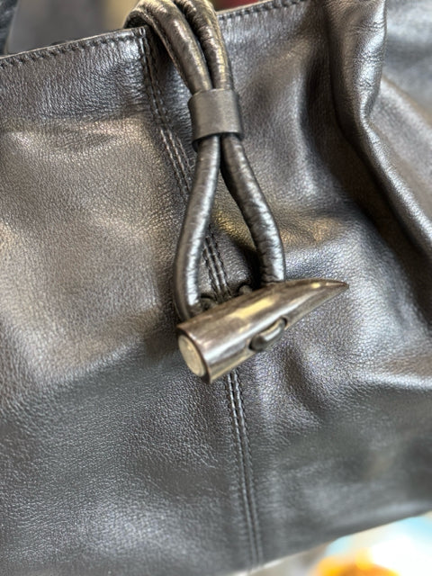 Burberry Black Designer Bag w/ Horn Closure