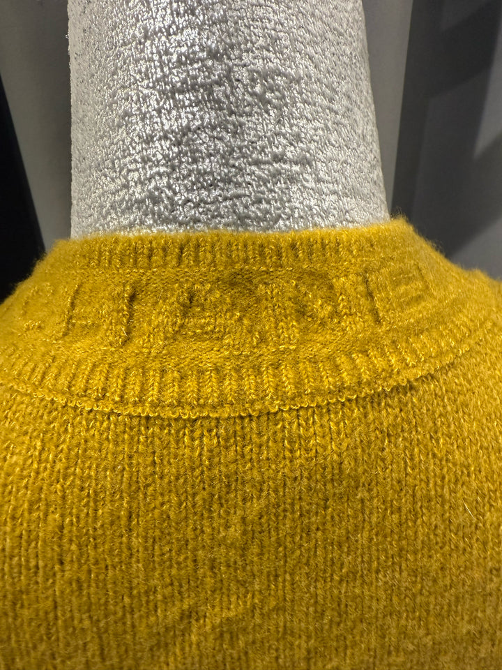 Chanel 22K V Neck Mustard Wool Cardigan Size 34
