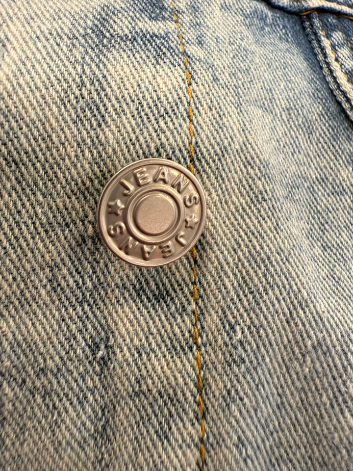 Classic Jacket Vintage Wash Jean Jacket w/ Pearls Sz XL