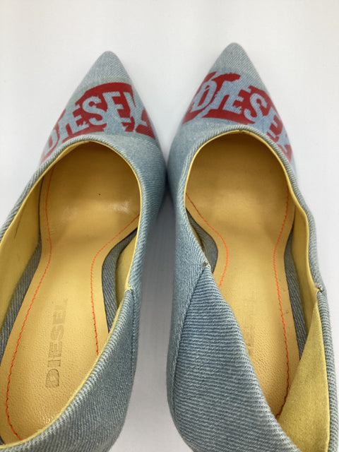 Pre Owned Diesel Sz 38 Light Denim Pump Shoes