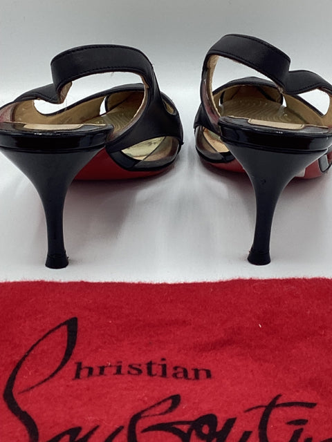 Pre Owned Christian Louboutin Sz 36.5 Suede/leather Slingbacks Shoes w/ Dustbag