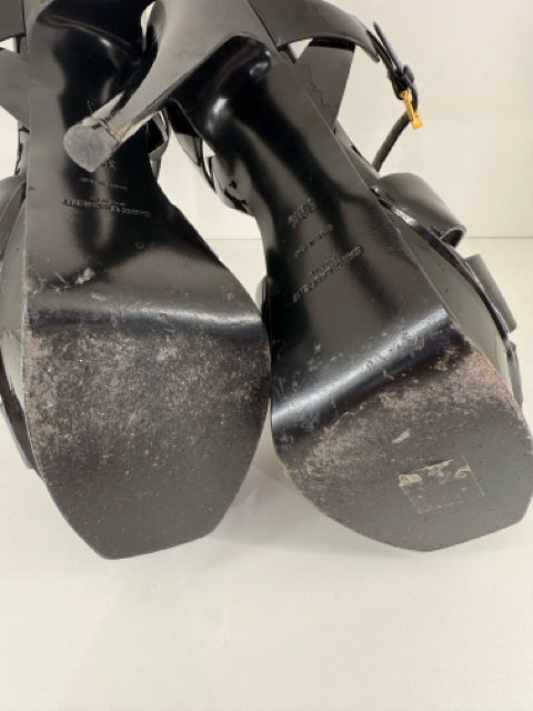 Pre Owned Yves Saint Laurent Sz 39.5 Patent Leather Tributes Designer Shoes
