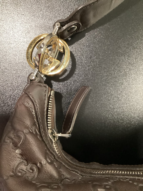 Gucci Brown Leather Twins Guccissima Designer Shoulder Bag