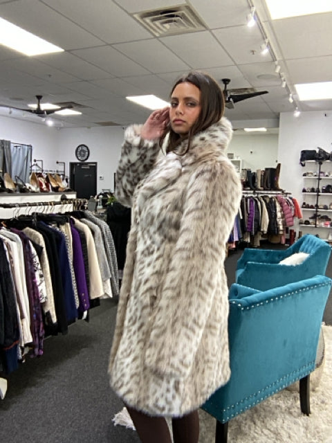 Karl Lagerfeld Sz S Faux Fur Leopard Print Coat Jacket