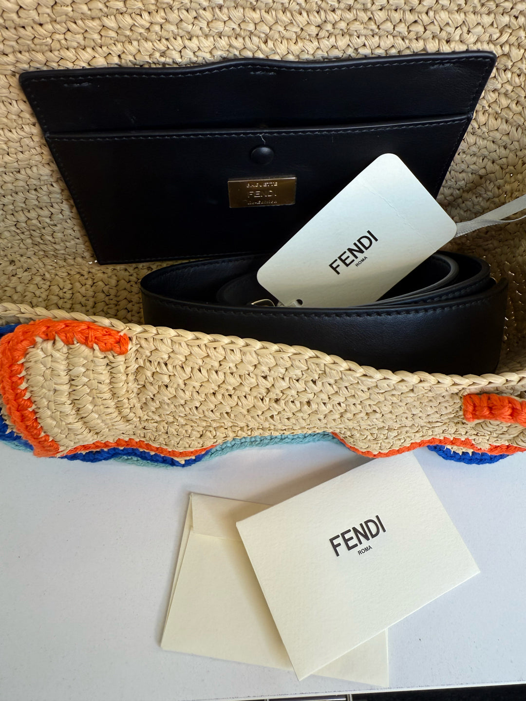 NWT Fendi RAFFIA BAQUETTE Cross Body