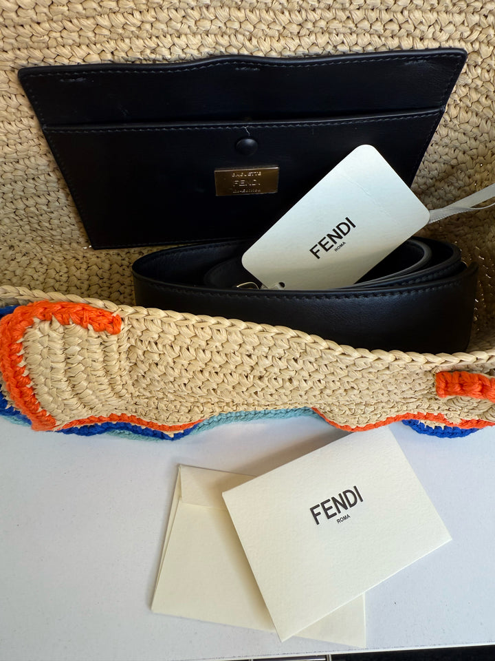NWT Fendi RAFFIA BAQUETTE Cross Body