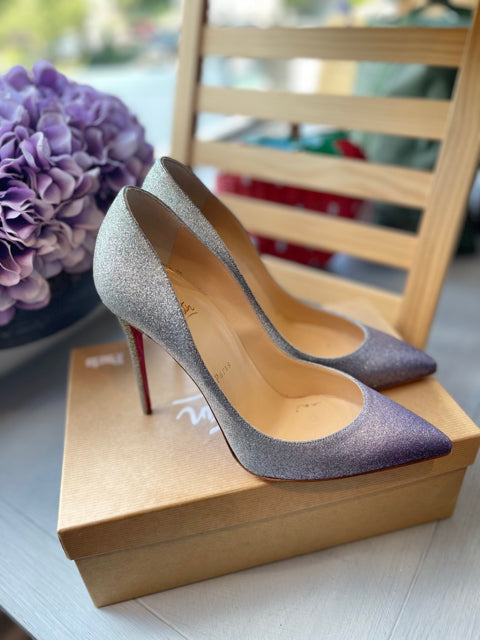 Christian Louboutin Pigalle Follies 100 Glitter Mini Degrade Sz 40 Shoe