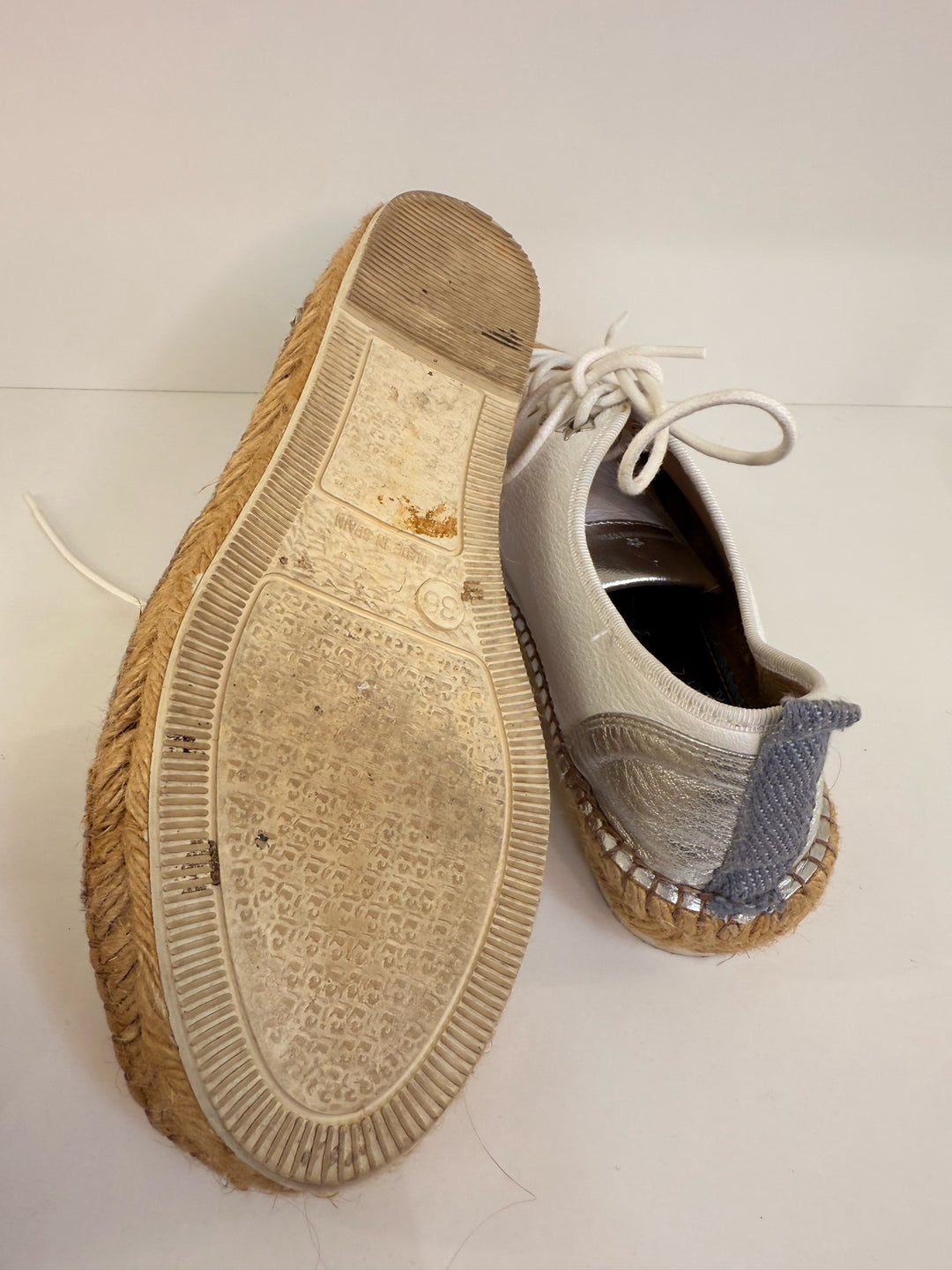 Trusardi White Espadrille Style w/ Stars Sneakers Sz 36
