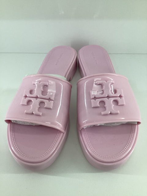 NIB Tory Burch Sz 8 ELEANOR Pink Jelly Slide Shoes