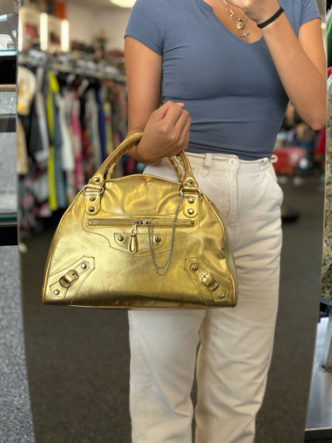 Balenciaga Leather Gold Moto City Bags Hand Bags