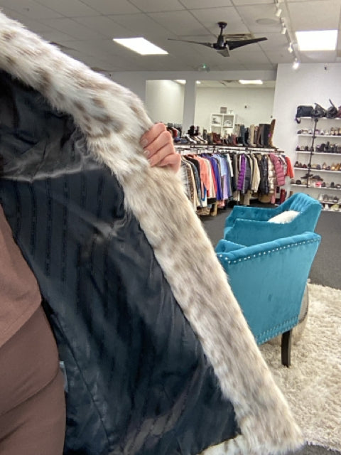 Karl Lagerfeld Sz S Faux Fur Leopard Print Coat Jacket