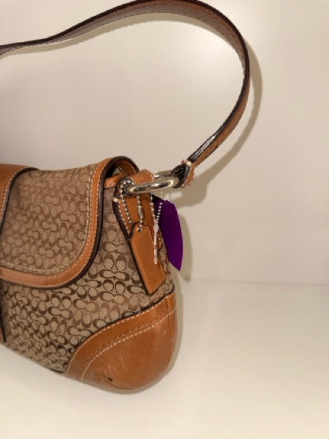 Vintage Coach Canvas Soho Flap Shoulder Bag C Monogram