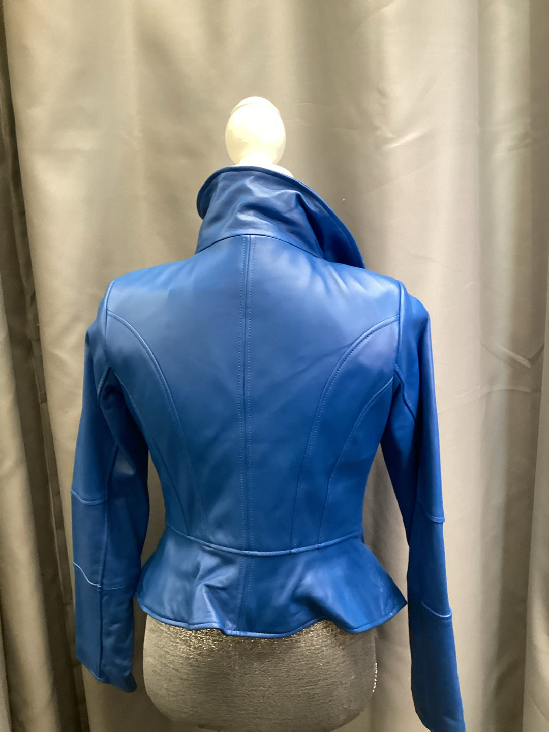 GILI Moto Blue Leather Jacket Size 4