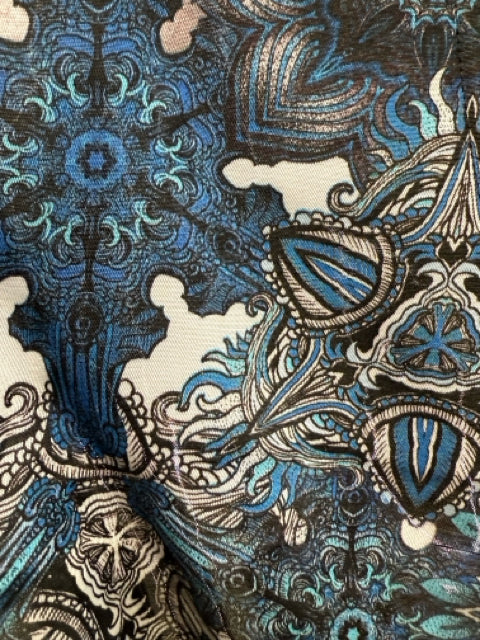 Helmut Lang Sz 10 Floral Print with Black Lapel Jacket