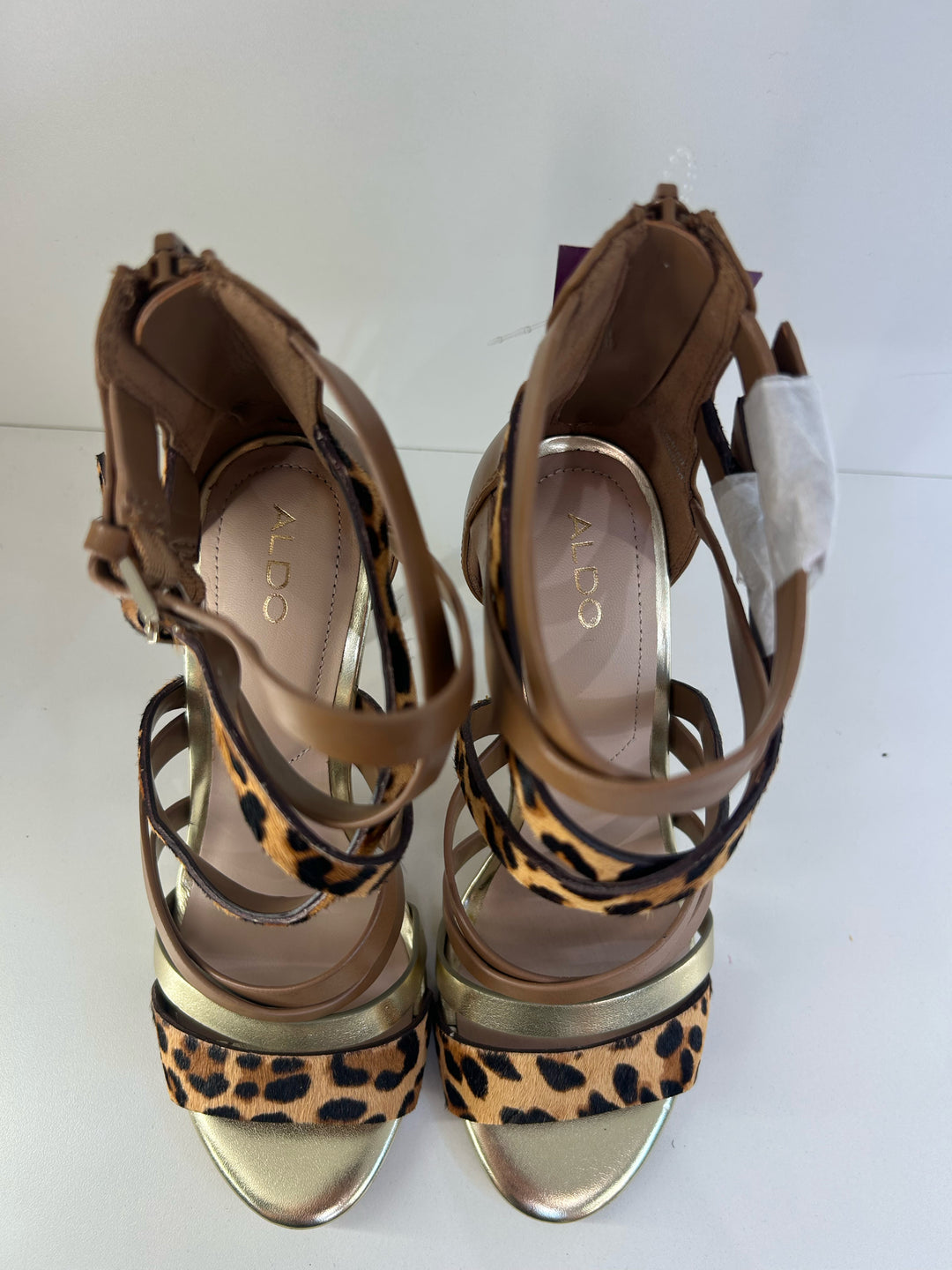 Aldo Strappy Leopard High Heel Sandals Sz 6