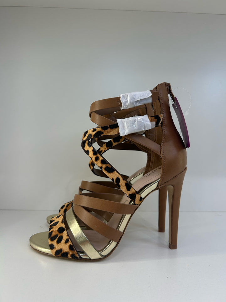 Aldo Strappy Leopard High Heel Sandals Sz 6