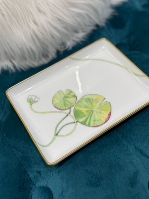Hermes' Lily Pad Teabag Dish Plate Accesory w  box