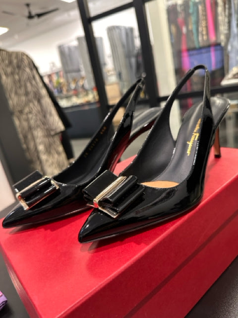 Salvatore Ferragamo Sz 6.5 Black Slingbacks Shoes