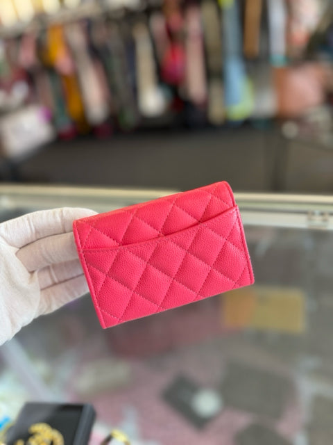 Chanel Fuschia Caviar Cards Cases Full Set
