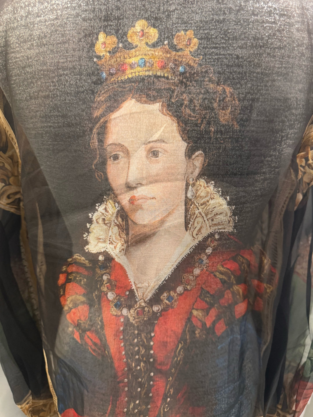 Dolce & Gabana Sheer Renaissance Portrait Blouse Size 8/10