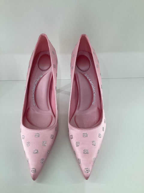 Sz 37 Alexander Wang Pink Pumps Heels Shoes Crystal Logo