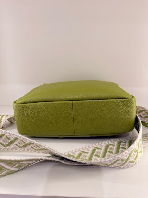 Pre Owned London City Lime Leather Strap POM POM Cross Body