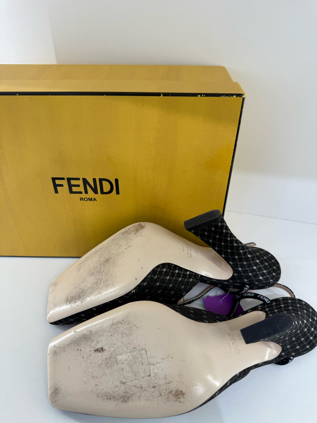 Fendi Slingbox Heels Designer Shoes Sz 41 in Box
