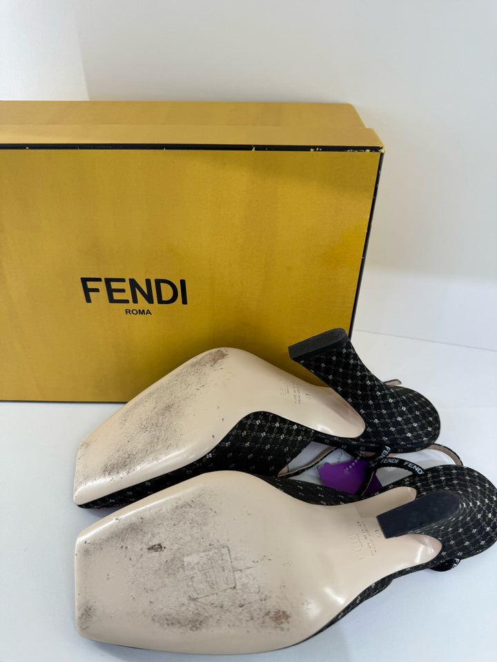 Fendi Slingbox Heels Designer Shoes Sz 41 in Box