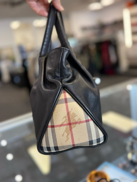 Burberry Black Designer Bag w/ Horn Closure