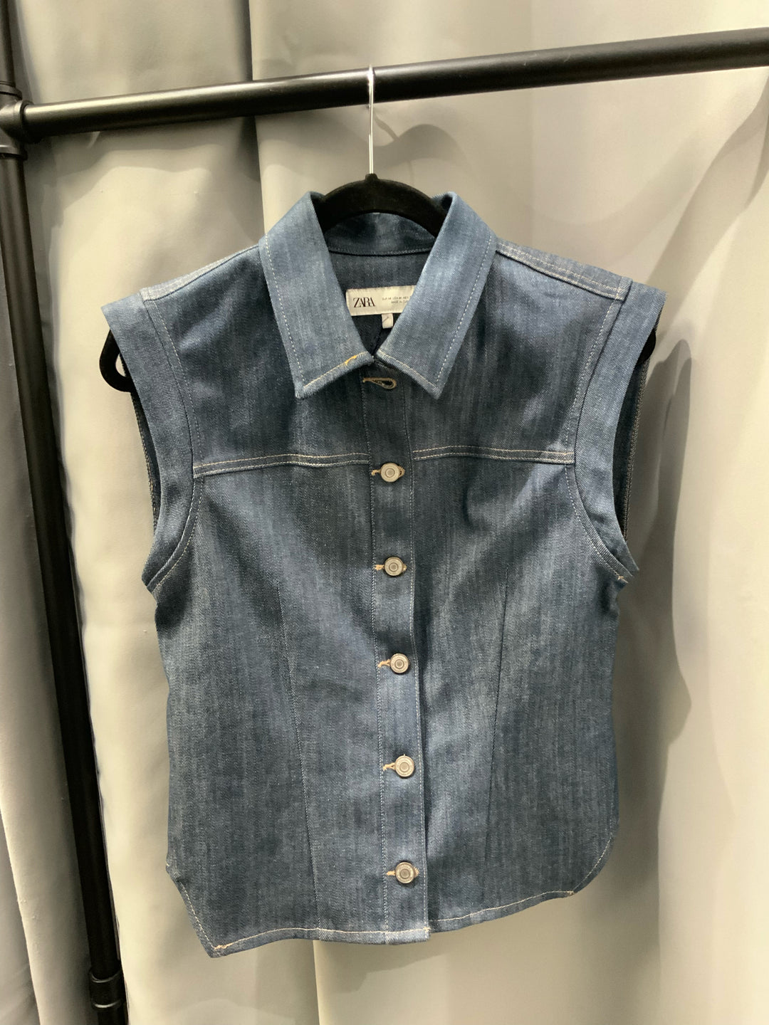 Zara Denim Vest Shirt Sz M