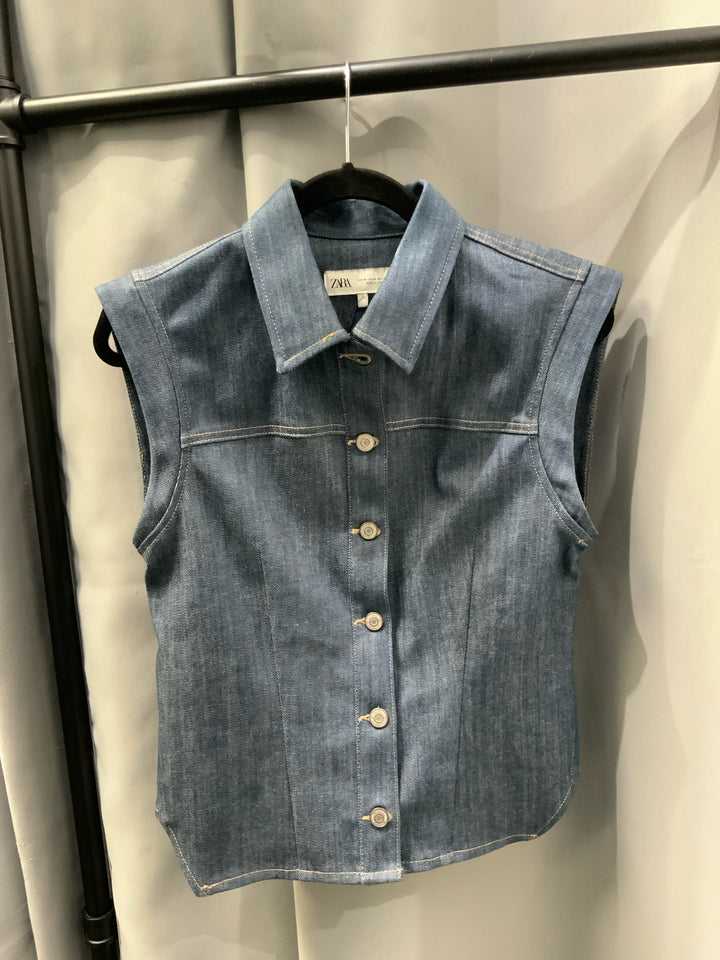Zara Denim Vest Shirt Sz M