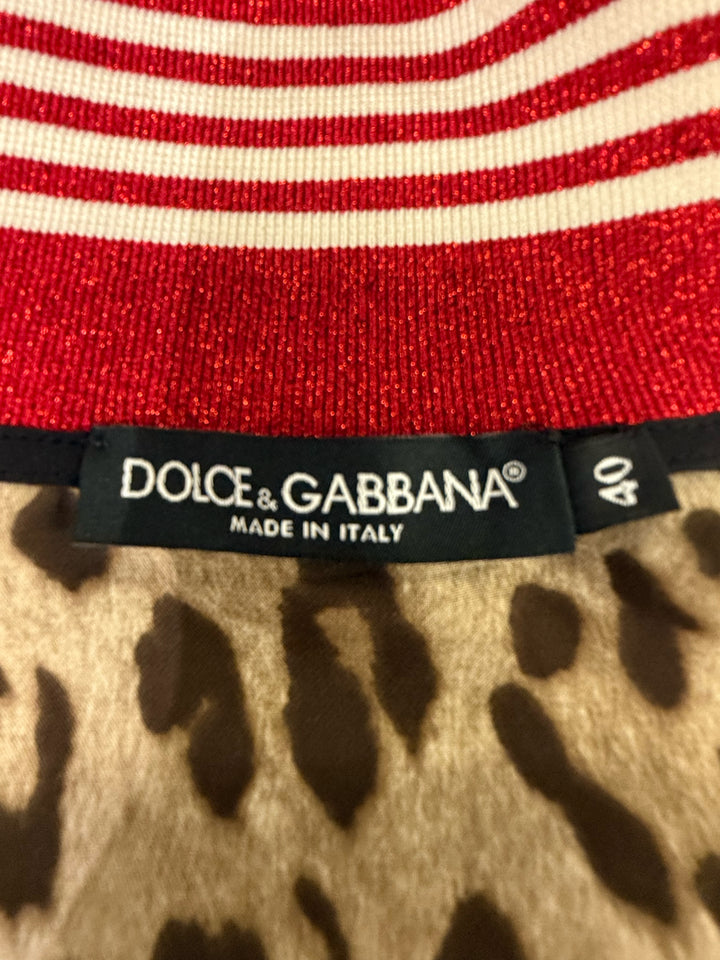 Dolce & Gabana Graphic Stripe Bomber Jacket Sz 40