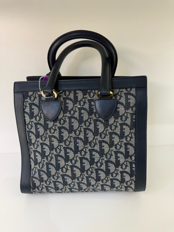 Vintage Christian Dior Trotter Monogram Mini Tote Designer Bag